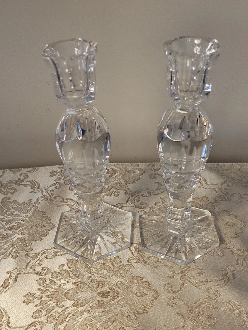 Two Beautiful Crystal Candleholders